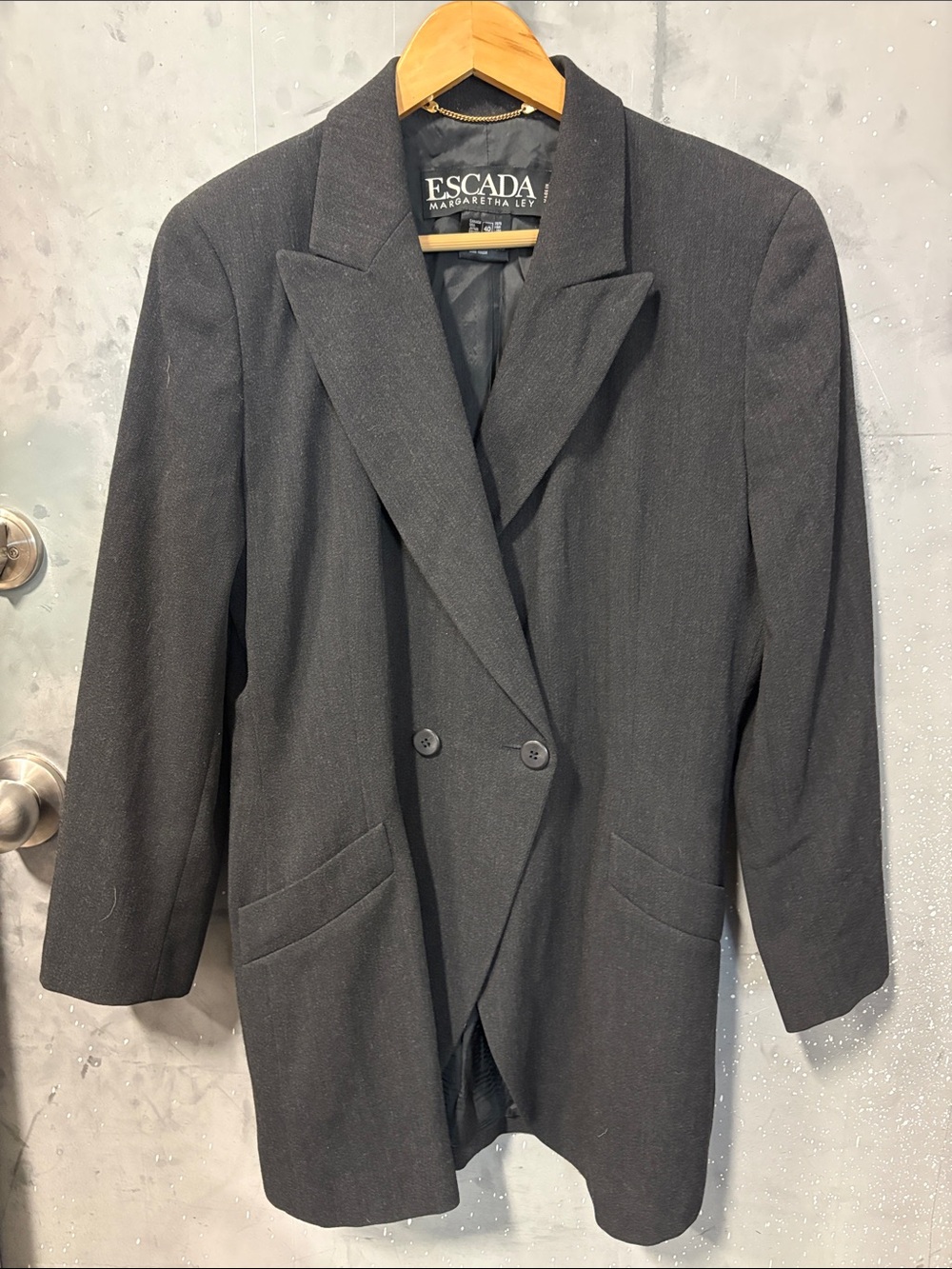 Vintage 80’s Escada Black Double-Breasted Wool Blazer